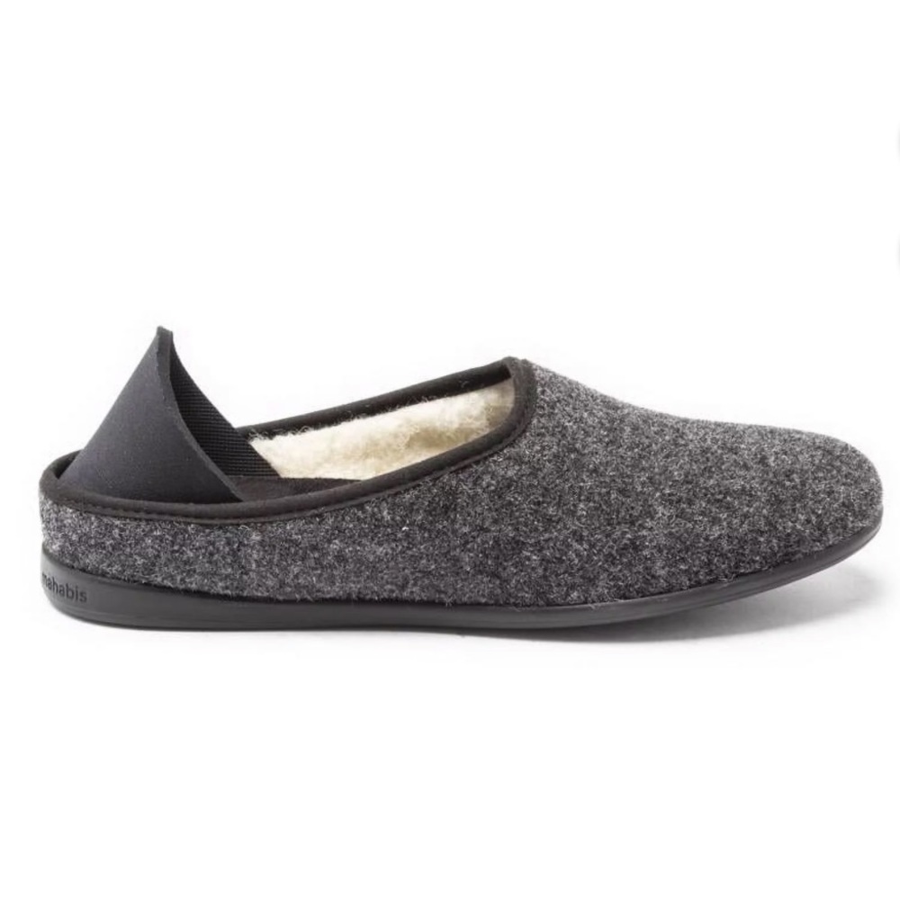 mahabis Charcoal Wool Slip-Ons